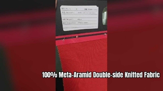 Nombre del producto: Tejido de punto de doble cara 100% meta-aramida Peso: 400 g/m2 Ancho: 180 cm