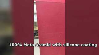 100% meta-aramida + revestimiento de silicona, color: rojo fuego, peso: 150 g/m², ancho 150 cm