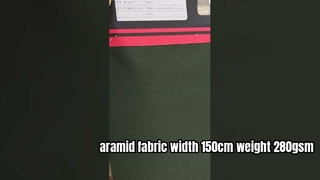 Tejido de aramida ancho 150 cm peso 280 g/m² composición: 50 % meta aramida + 50 % viscosa FR + PTFE