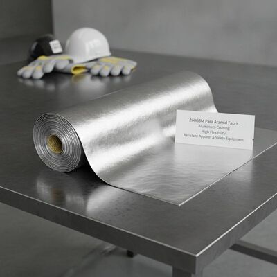 Tejido de para-aramida 260GSM con revestimiento de aluminio Alta flexibilidad Ideal para la fabricación de prendas de vestir y equipos de seguridad resistentes al fuego