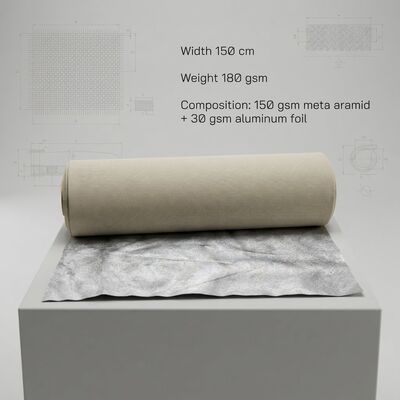 Tejido de meta-aramida de papel de aluminio con resistencia al calor, retardante de llama y longitud personalizada
