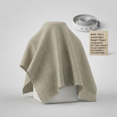 Tejido de meta-aramida ignífugo y antiestático con fibra de quitina para ropa de protección