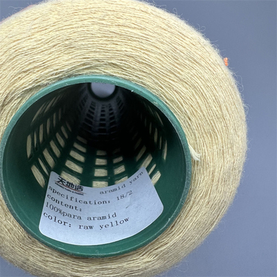 66 TEX Para Aramid Fiber Yarn Ne18/2 amarillo crudo para los guantes resistentes cortados